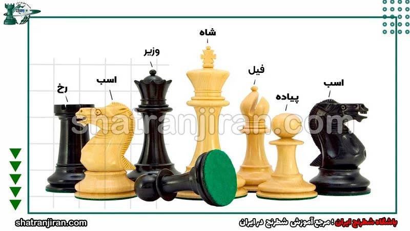 مهره های شطرنج همراه با اسم